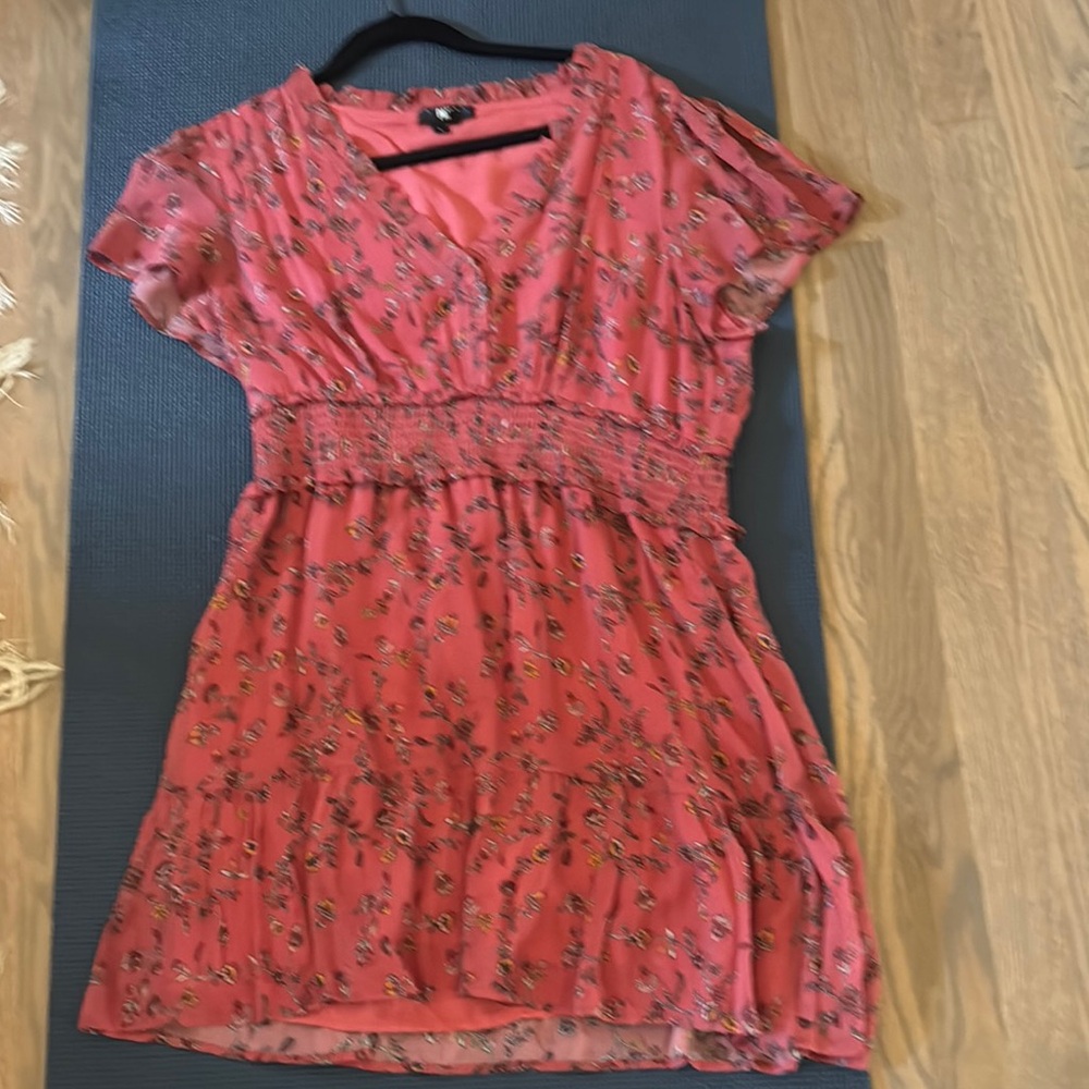 Pink Tiered Ruched Sundress with Flutter Sleeves